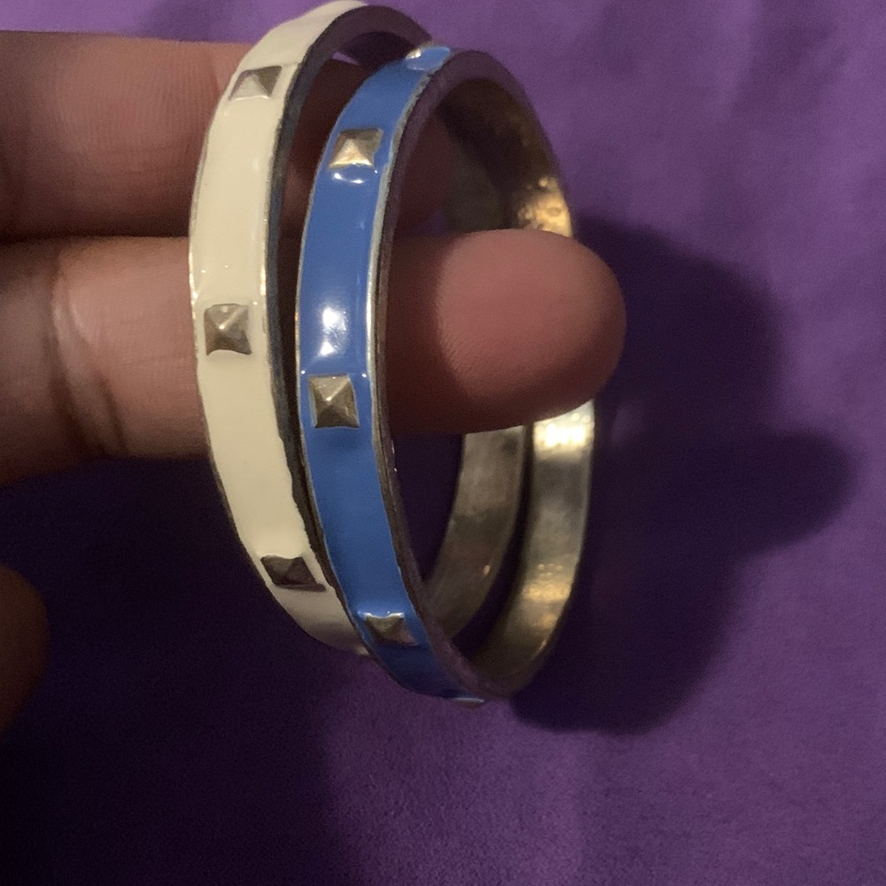 Blue and White Studded Bangles unisex